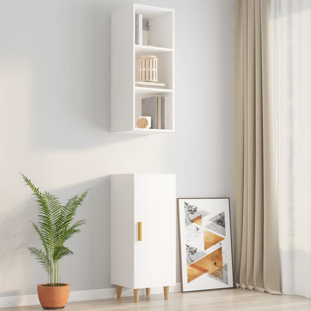 vidaXL Wall Cabinet High Gloss White 34.5x32.5x90 cm Engineered Wood