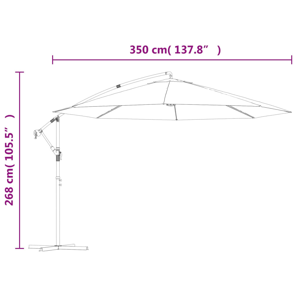 vidaXL Cantilever Umbrella with Aluminium Pole 350 cm Bordeaux Red