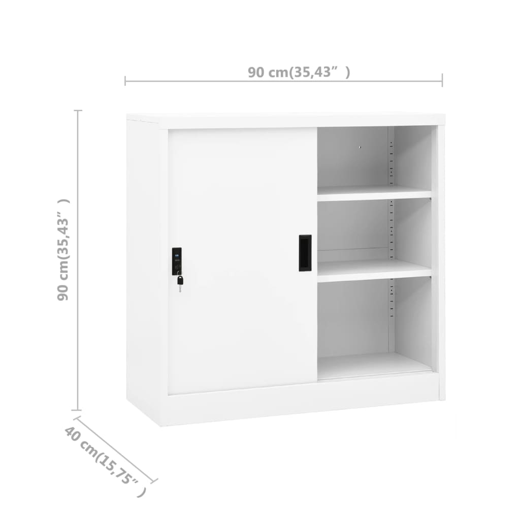 vidaXL Office Cabinet with Sliding Door White 90x40x90 cm Steel