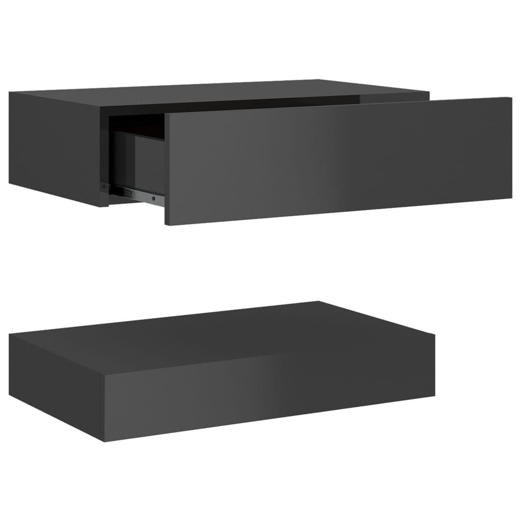 vidaXL Bedside Cabinet High Gloss Grey 60x35 cm Engineered Wood