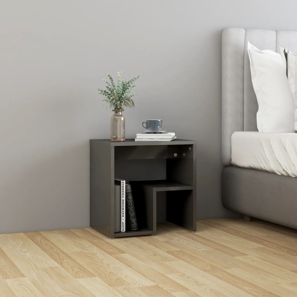 vidaXL Bed Cabinets 2 pcs High Gloss Grey 40x30x40 cm Engineered Wood