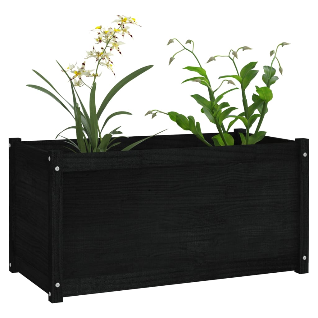 vidaXL Garden Planter Black 100x50x50 cm Solid Pinewood