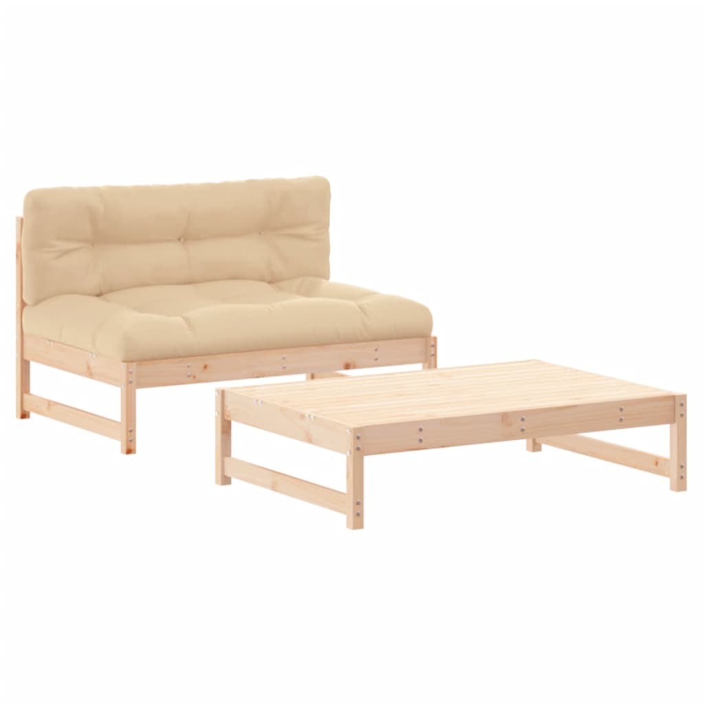 vidaXL 2 Piece Garden Lounge Set with Cushions Solid Wood