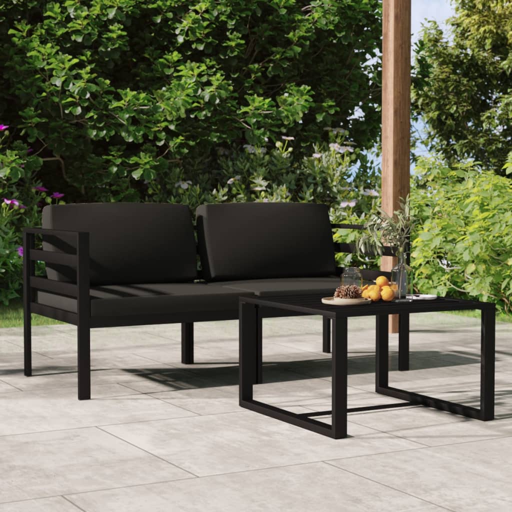 vidaXL 3 Piece Garden Lounge Set with Cushions Aluminium Anthracite