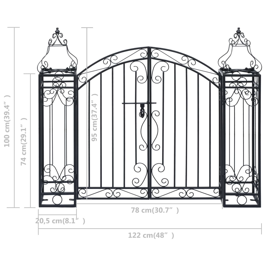 vidaXL Ornamental Garden Gate Wrought Iron 122x20.5x100 cm