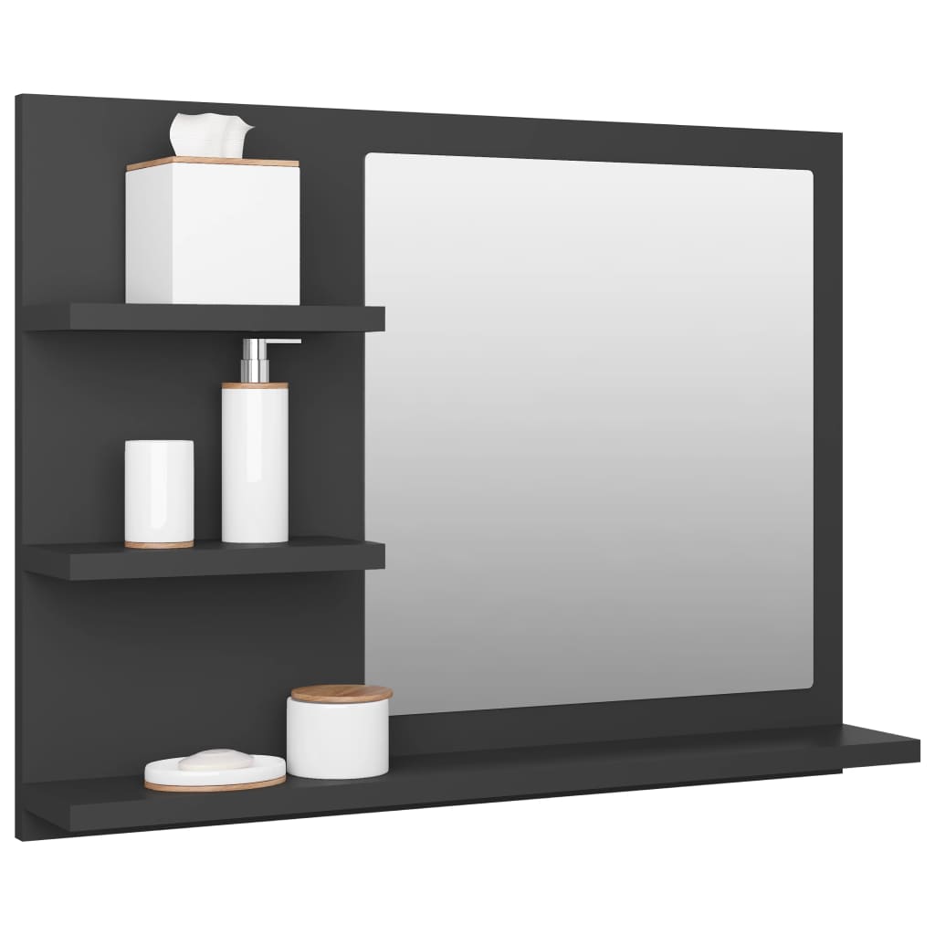 vidaXL Bathroom Mirror Grey 60x10.5x45 cm Engineered Wood