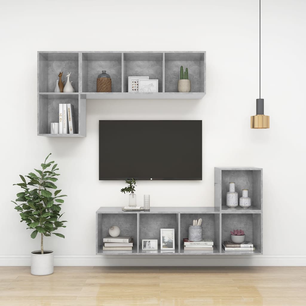 vidaXL Wall-mounted TV Cabinet Concrete Grey 37x37x72 cm Engineered Wood