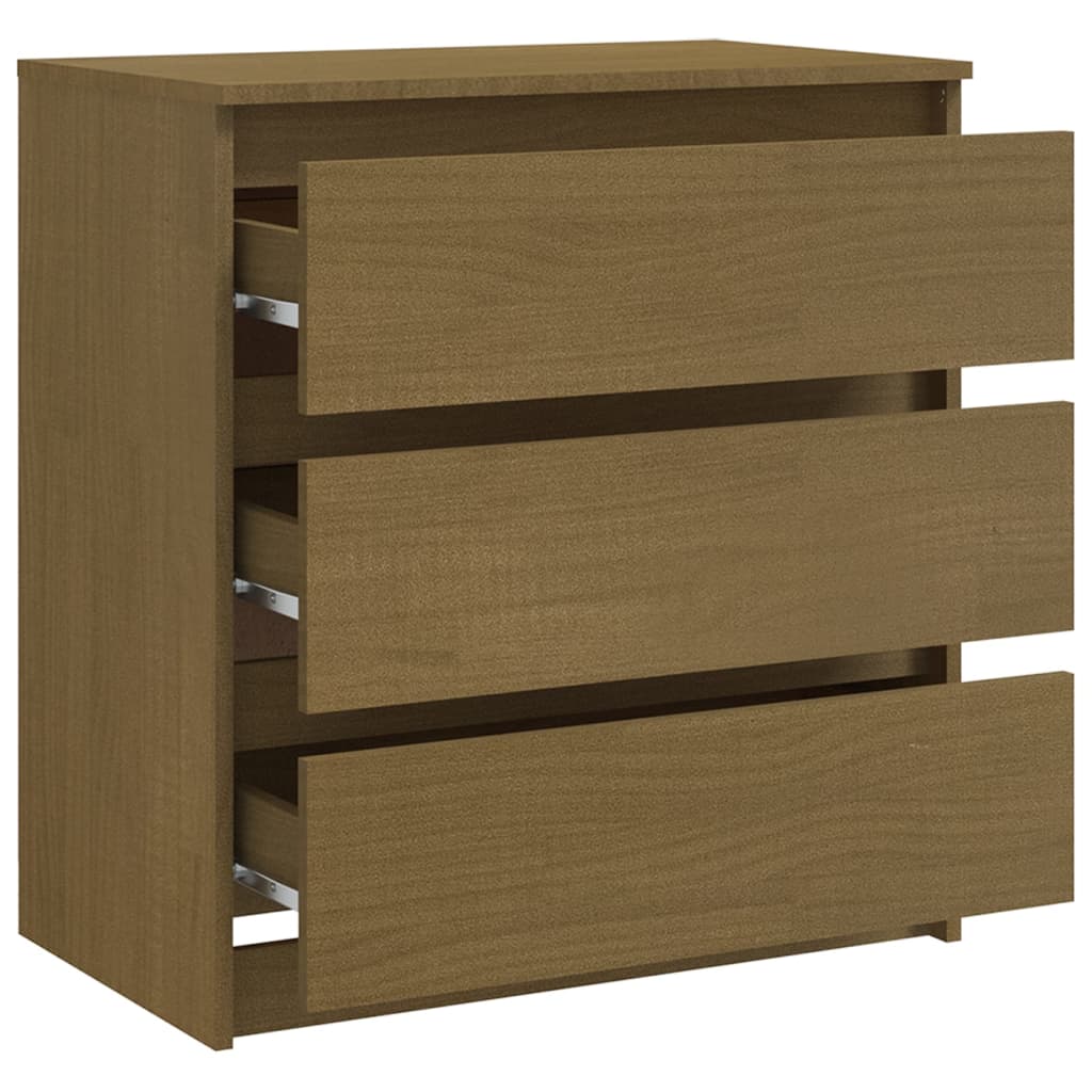 vidaXL Bedside Cabinet Honey Brown 60x36x64 cm Solid Pinewood