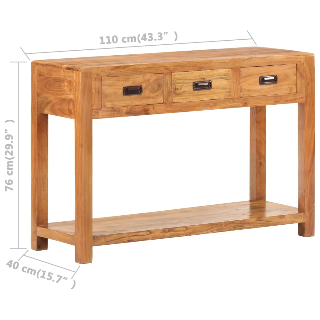 vidaXL Console Table 110x40x76 cm Solid Acacia Wood Honey Finish