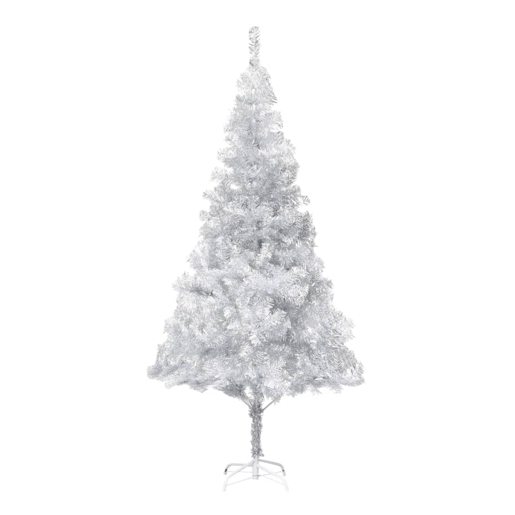 vidaXL Artificial Pre-lit Christmas Tree with Stand Silver 180 cm PET