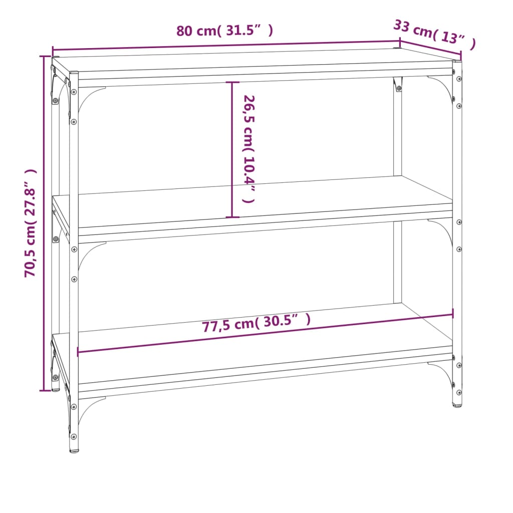 vidaXL Book Cabinet Sonoma Oak 80x33x70.5 cm Engineered Wood and Steel