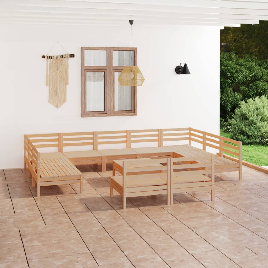 vidaXL 12 Piece Garden Lounge Set Solid Wood Pine