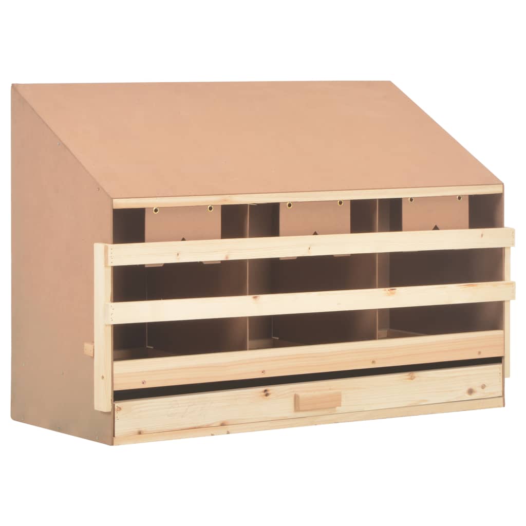 vidaXL Chicken Laying Nest 3 Compartments 93x40x65 cm Solid Pine Wood