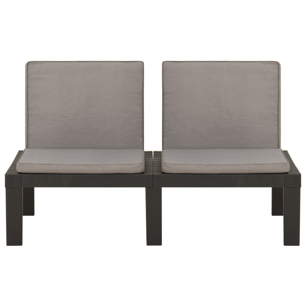 vidaXL Garden Lounge Bench with Cushion Plastic Grey
