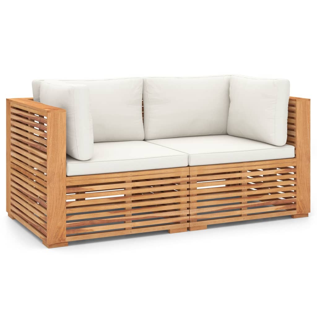 vidaXL Garden 2-Seater Sofa with Cushions Solid Teak Wood