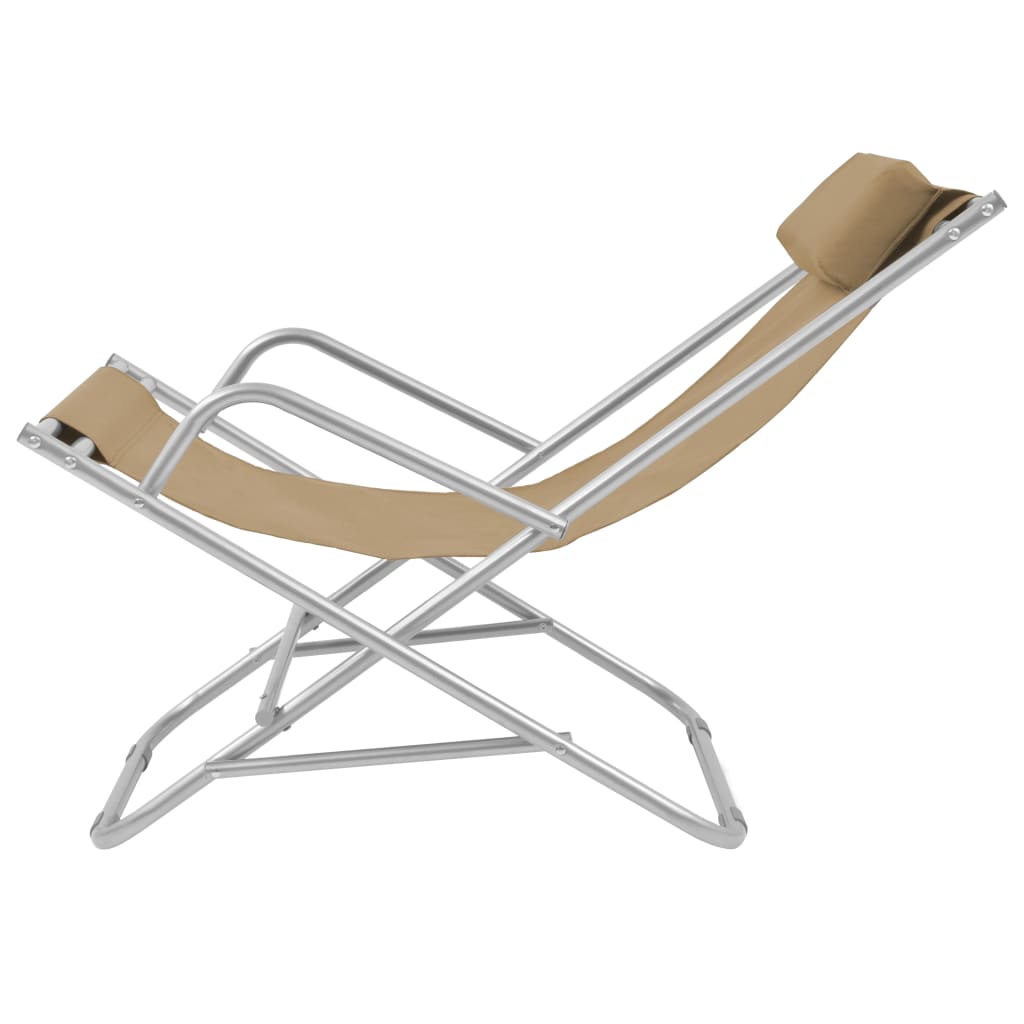 vidaXL Reclining Deck Chairs 2 pcs Steel Taupe