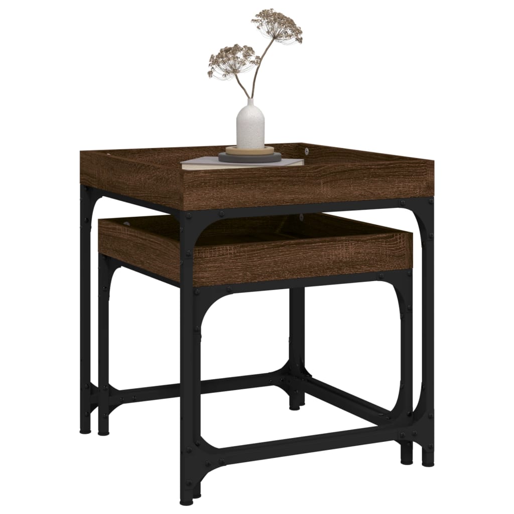 vidaXL Side Tables 2 pcs Brown Oak Engineered Wood