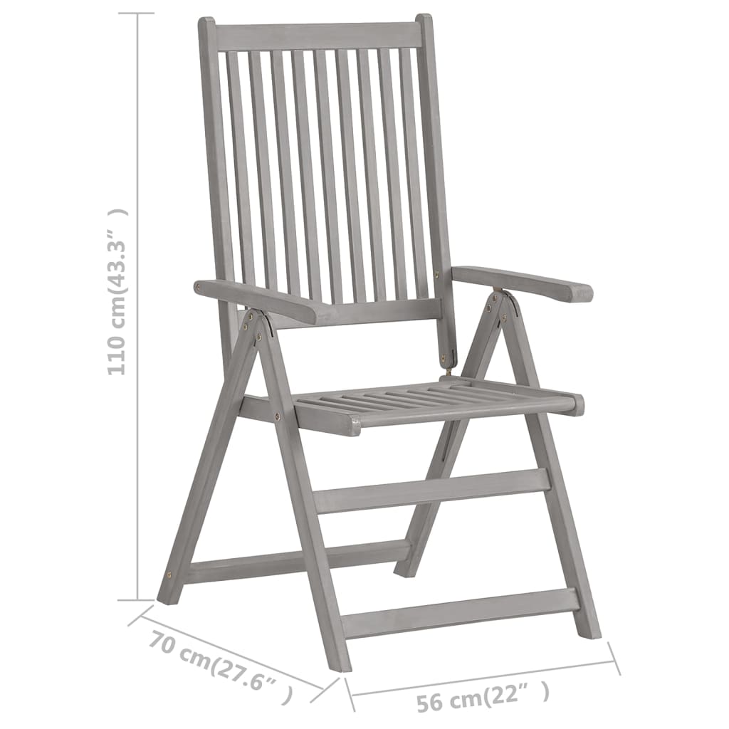vidaXL Garden Reclining Chairs 3 pcs with Cushions Solid Acacia Wood