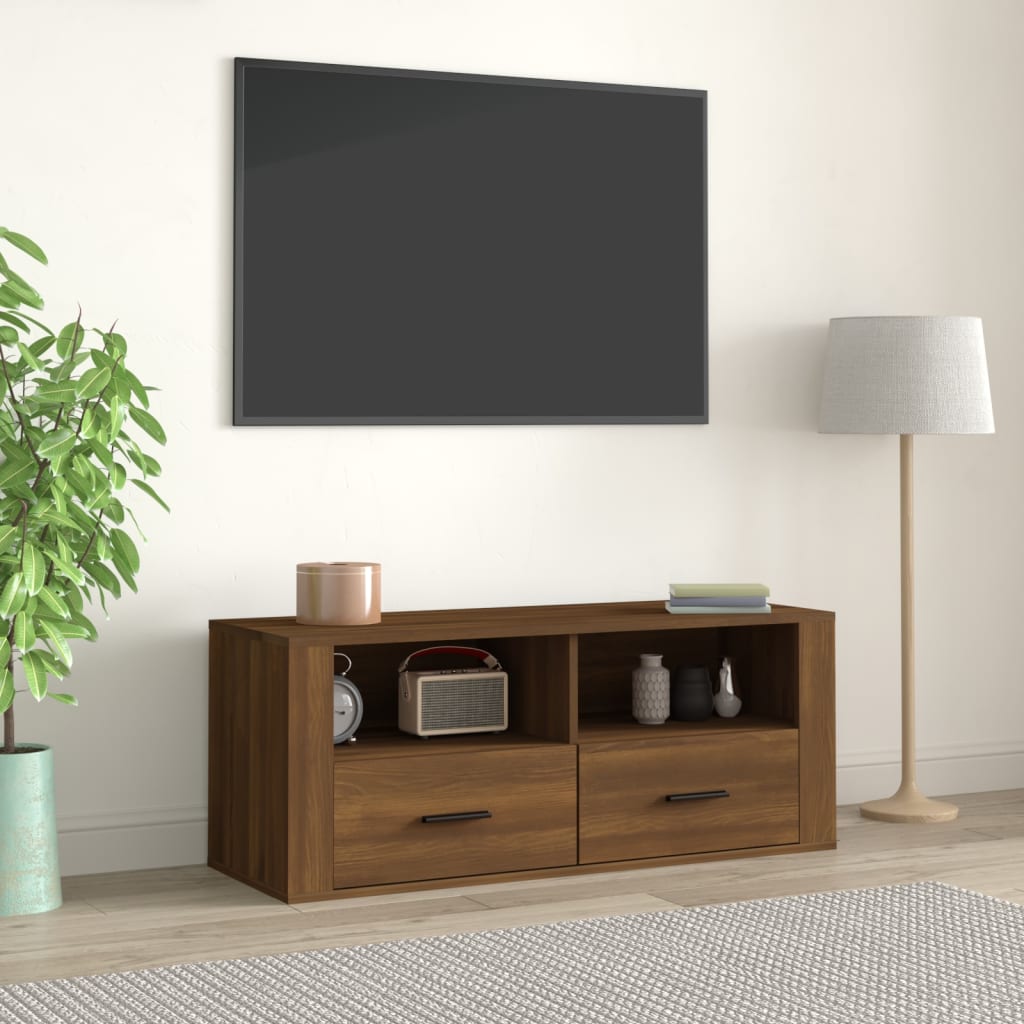 vidaXL TV Cabinet Brown Oak 100x35x40 cm Engineered Wood
