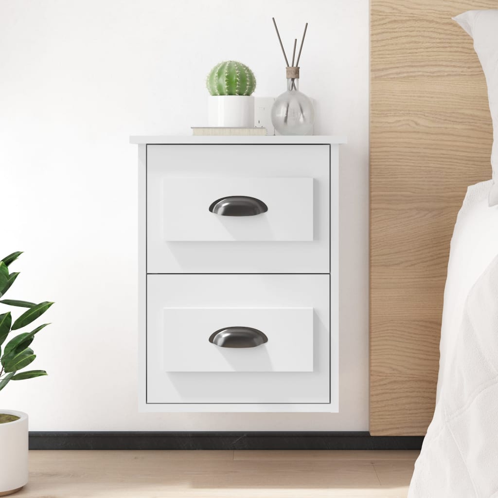 vidaXL Wall-mounted Bedside Cabinet White 41.5x36x53cm