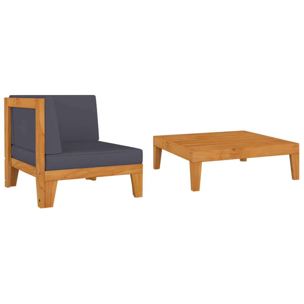vidaXL 2 Piece Garden Lounge Set with Cushions Solid Acacia Wood