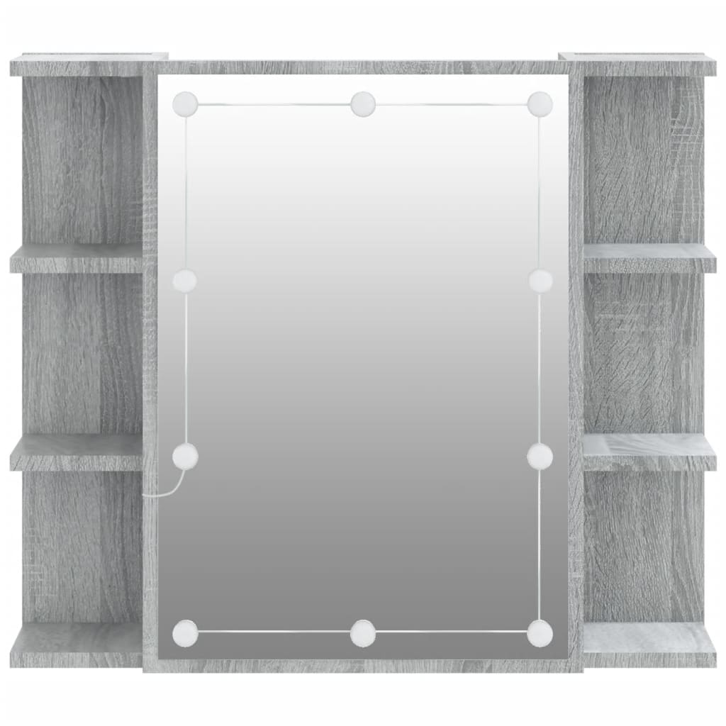 vidaXL Mirror Cabinet with LED Grey Sonoma 70x16.5x60 cm