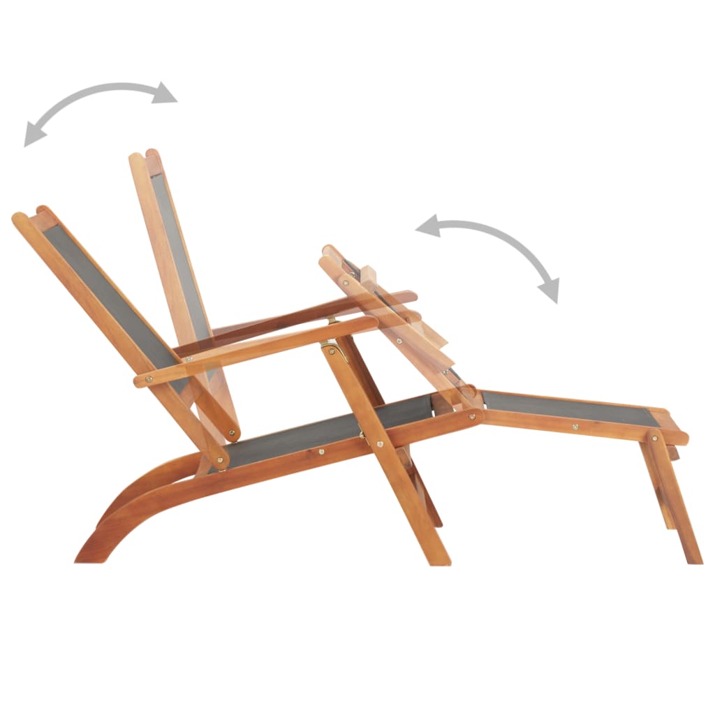 vidaXL Outdoor Deck Chair Solid Acacia Wood and Textilene