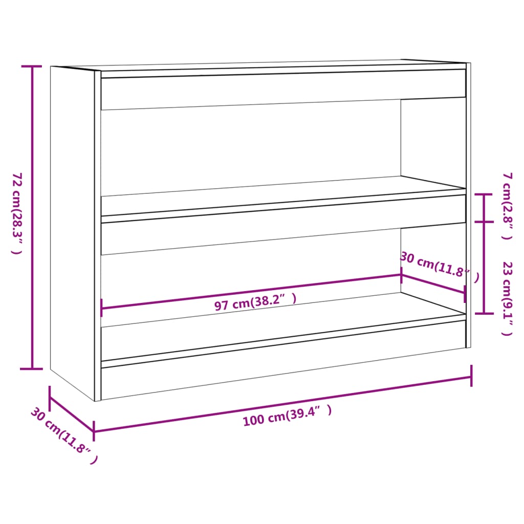 vidaXL Book Cabinet/Room Divider High Gloss White 100x30x72 cm