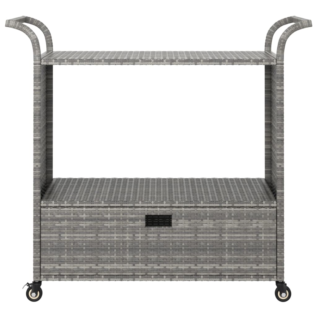 vidaXL Bar Cart with Drawer Grey 100x45x97 cm Poly Rattan