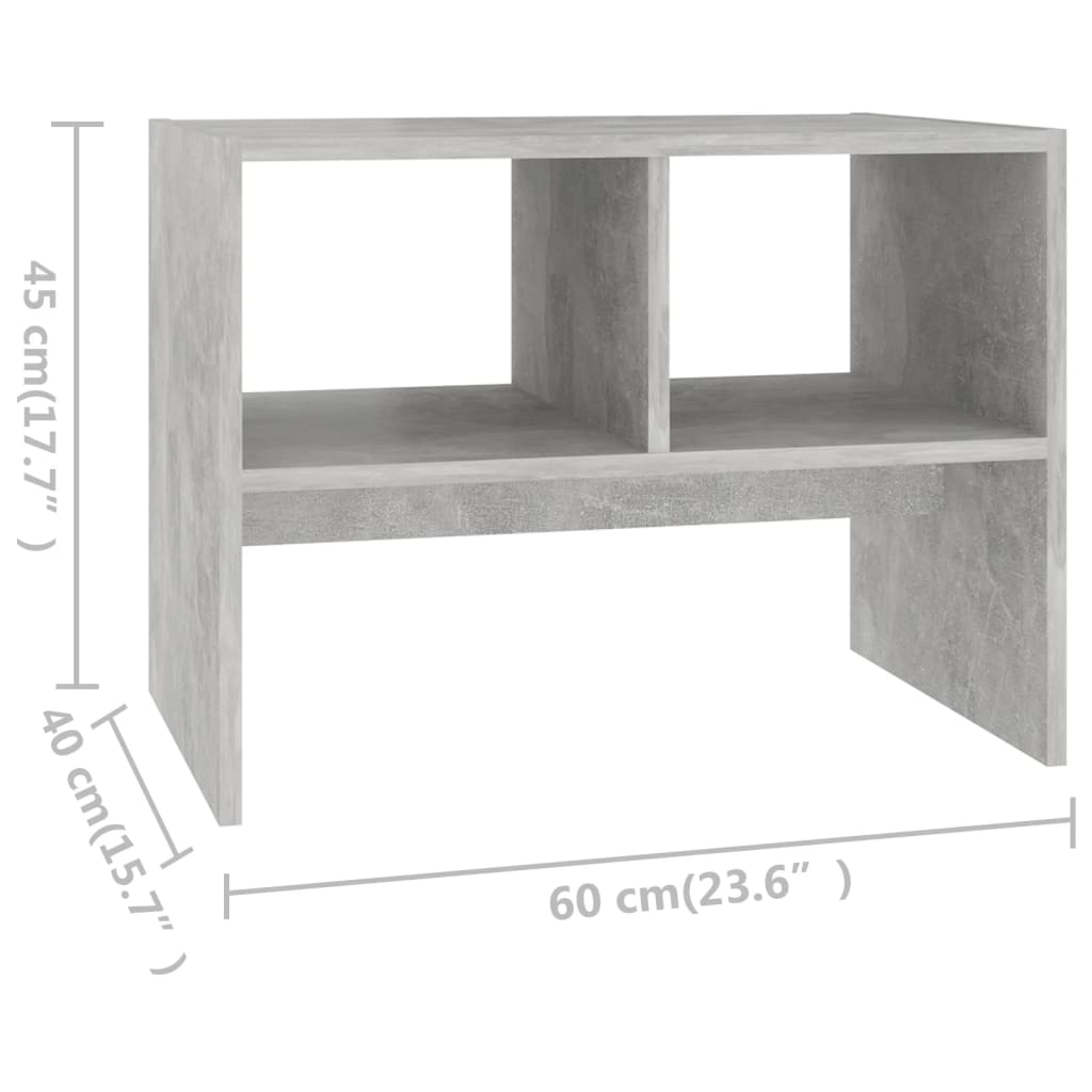 vidaXL Side Table Concrete Grey 60x40x45 cm Engineered Wood
