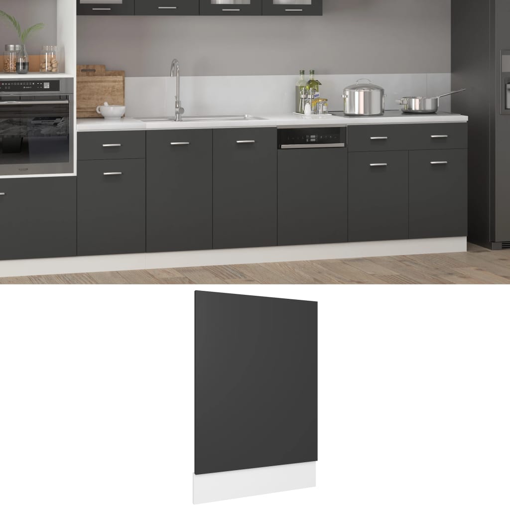 vidaXL Dishwasher Panel Grey 45x3x67 cm Engineered Wood