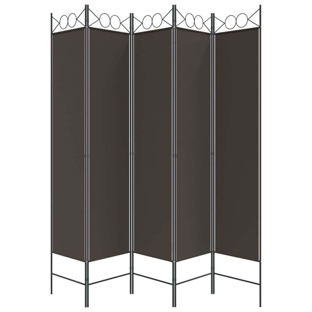 vidaXL 5-Panel Room Divider Brown 200x200 cm Fabric