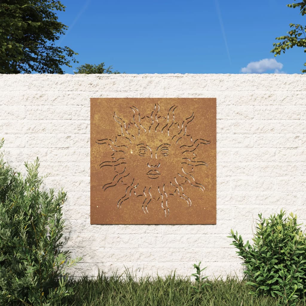 vidaXL Garden Wall Decoration 55x55 cm Corten Steel Sun Design