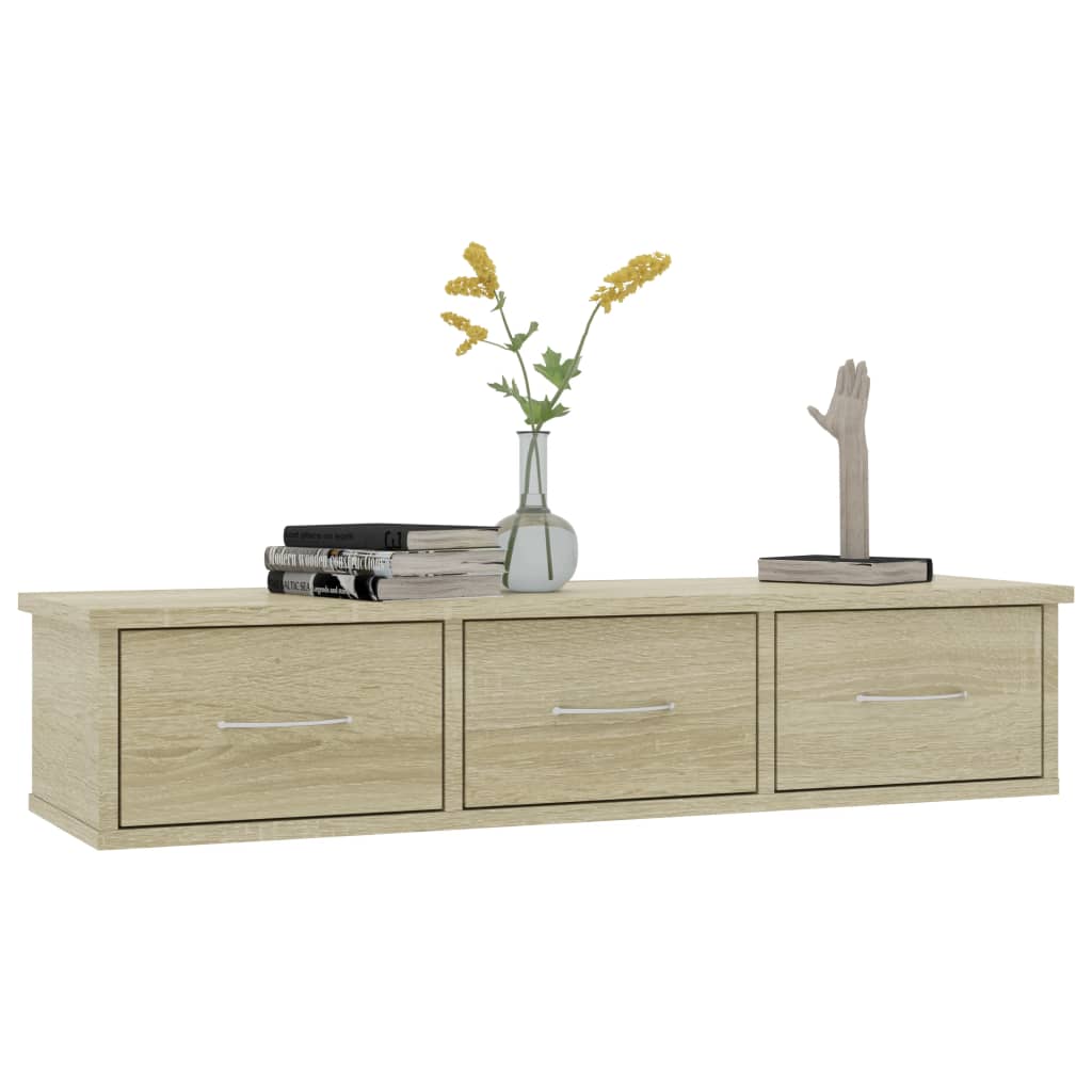 vidaXL Wall-mounted Drawer Shelf Sonoma Oak 88x26x18.5 cm Engineered Wood