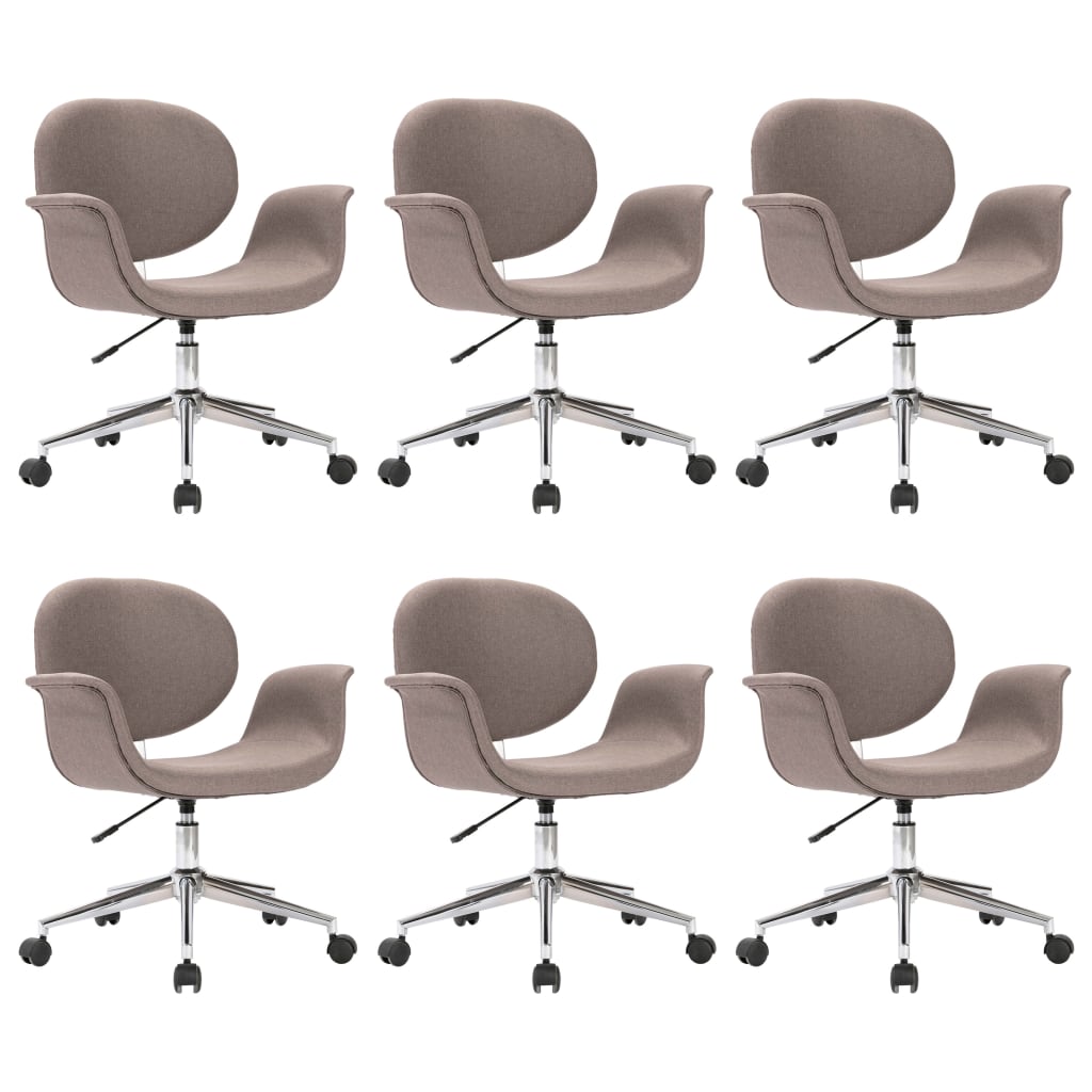 vidaXL Swivel Dining Chairs 6 pcs Taupe Fabric