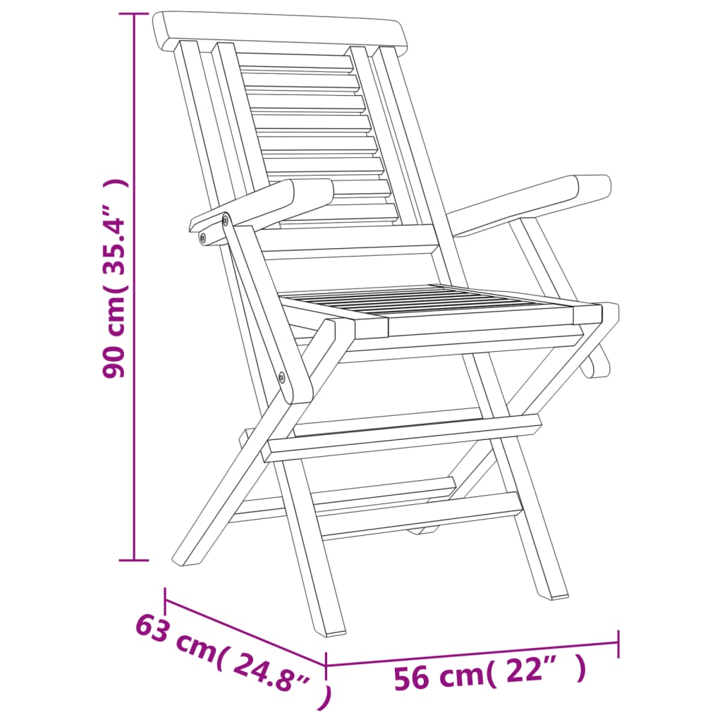 vidaXL Folding Garden Chairs 4 pcs 56x63x90 cm Solid Wood Teak