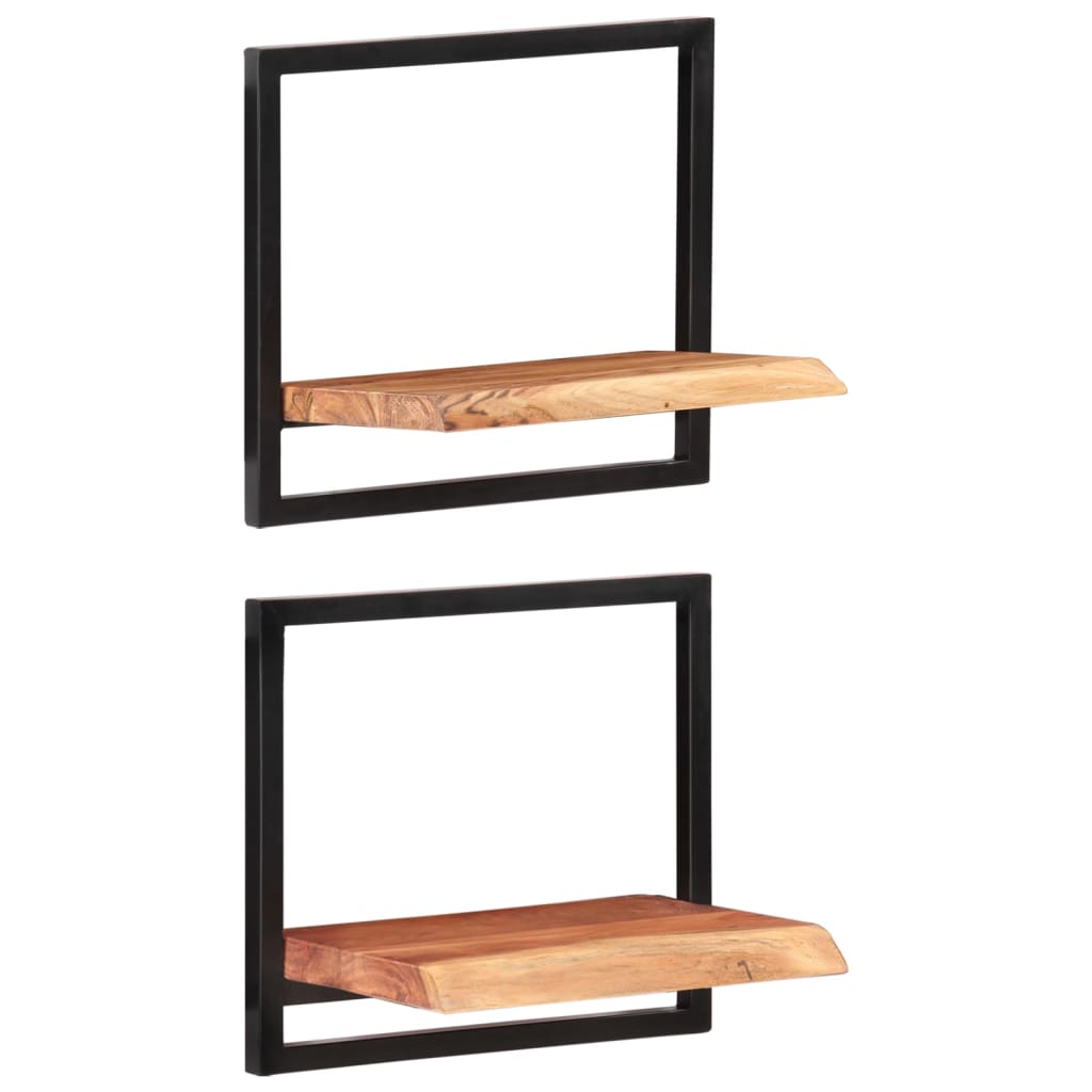 vidaXL Wall Shelves 2 pcs 40x24x35 cm Solid Wood Acacia and Steel