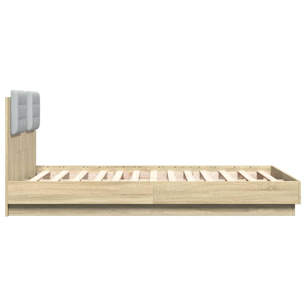 vidaXL Bed Frame with Headboard and LED Lights Sonoma Oak 135x190 cm Double