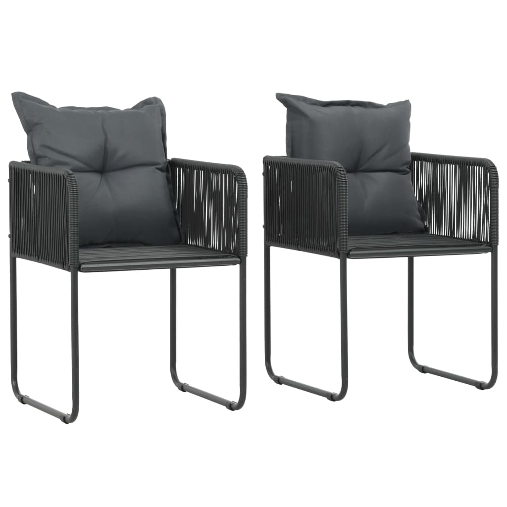 vidaXL Outdoor Chairs 2 pcs with Pillows Poly Rattan Black