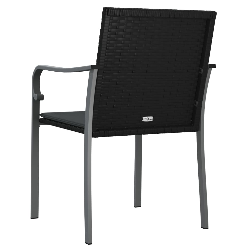 vidaXL Garden Chairs with Cushions 6 pcs Black 56x59x84 cm Poly Rattan