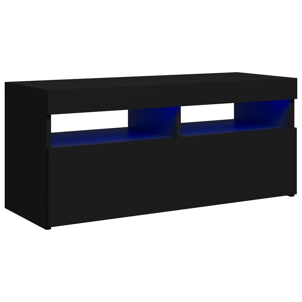 vidaXL TV Cabinet with LED Lights Black 90x35x40 cm