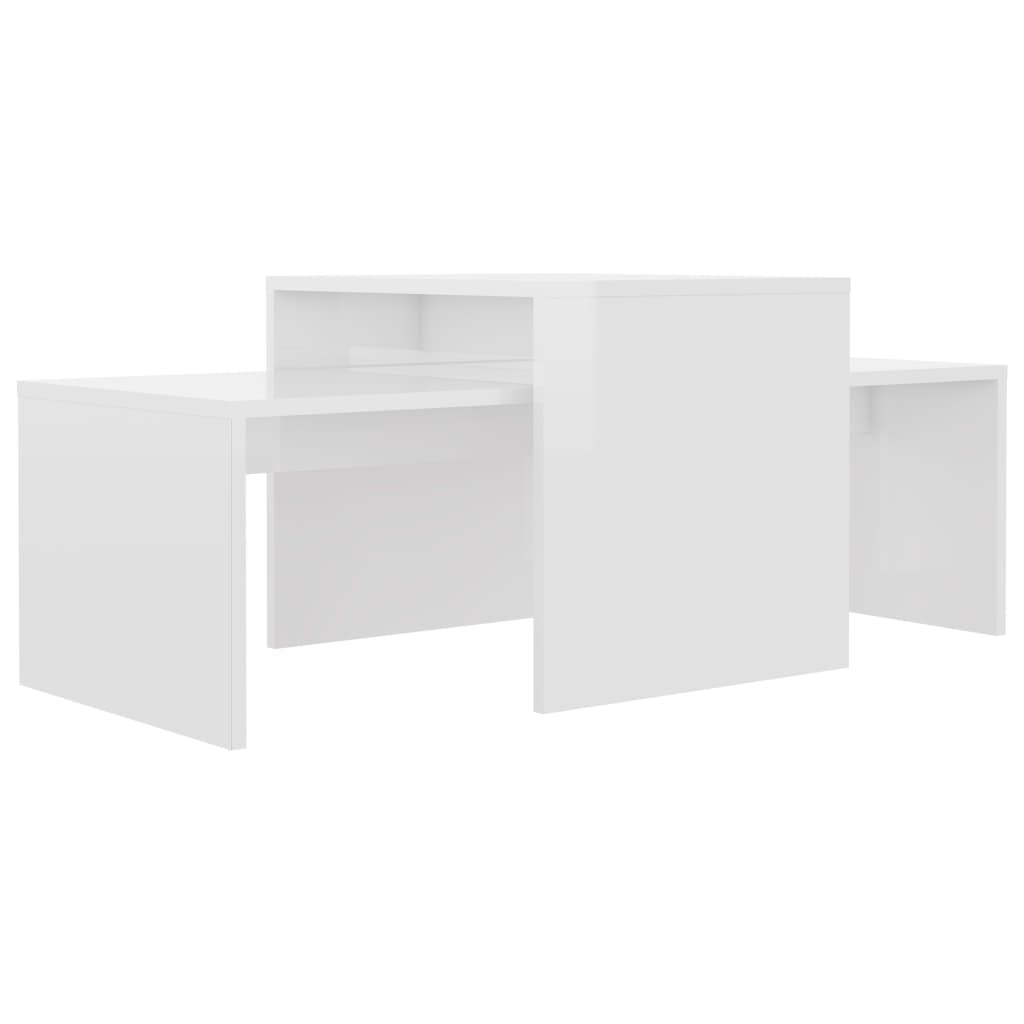 vidaXL Coffee Table Set High Gloss White 100x48x40 cm Engineered Wood