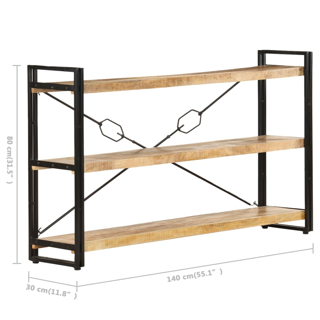 vidaXL 3-Tier Bookcase 140x30x80 cm Solid Mango Wood