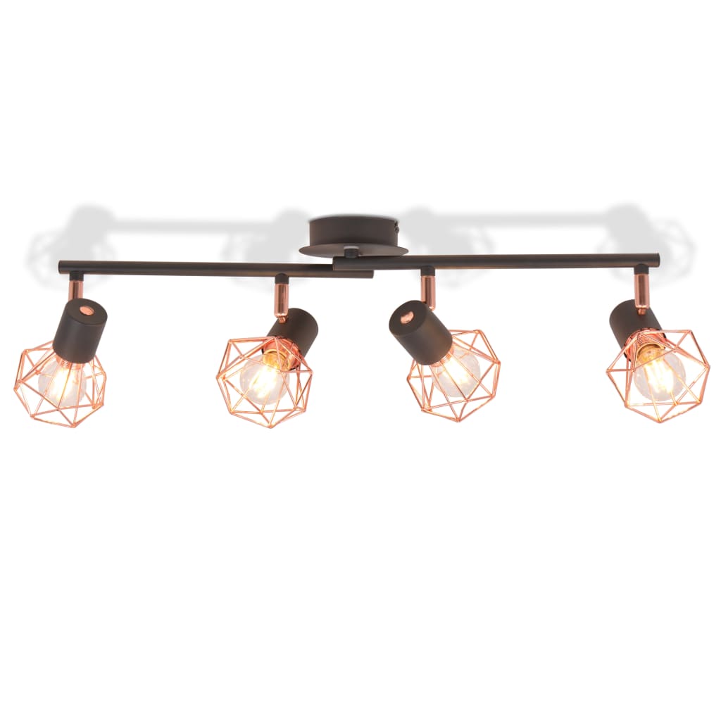 vidaXL Ceiling Lamp with 4 Spotlights E14 Black and Copper