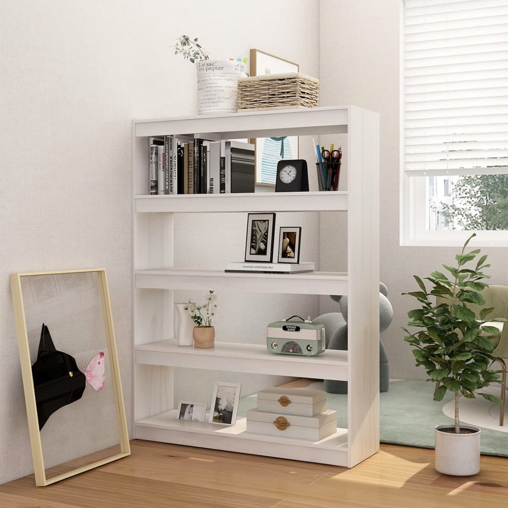 vidaXL Book Cabinet/Room Divider White 100x30x135.5 cm Solid Pinewood