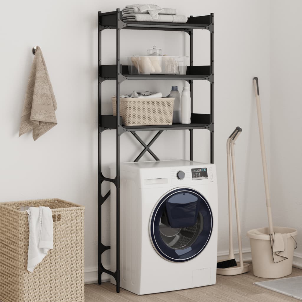 vidaXL Washing Machine Shelf Black 67x25x163 cm Engineered Wood