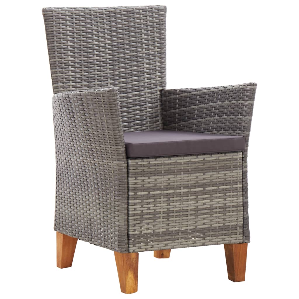 vidaXL Garden Chairs 2 pcs with Cushions Poly Rattan Grey
