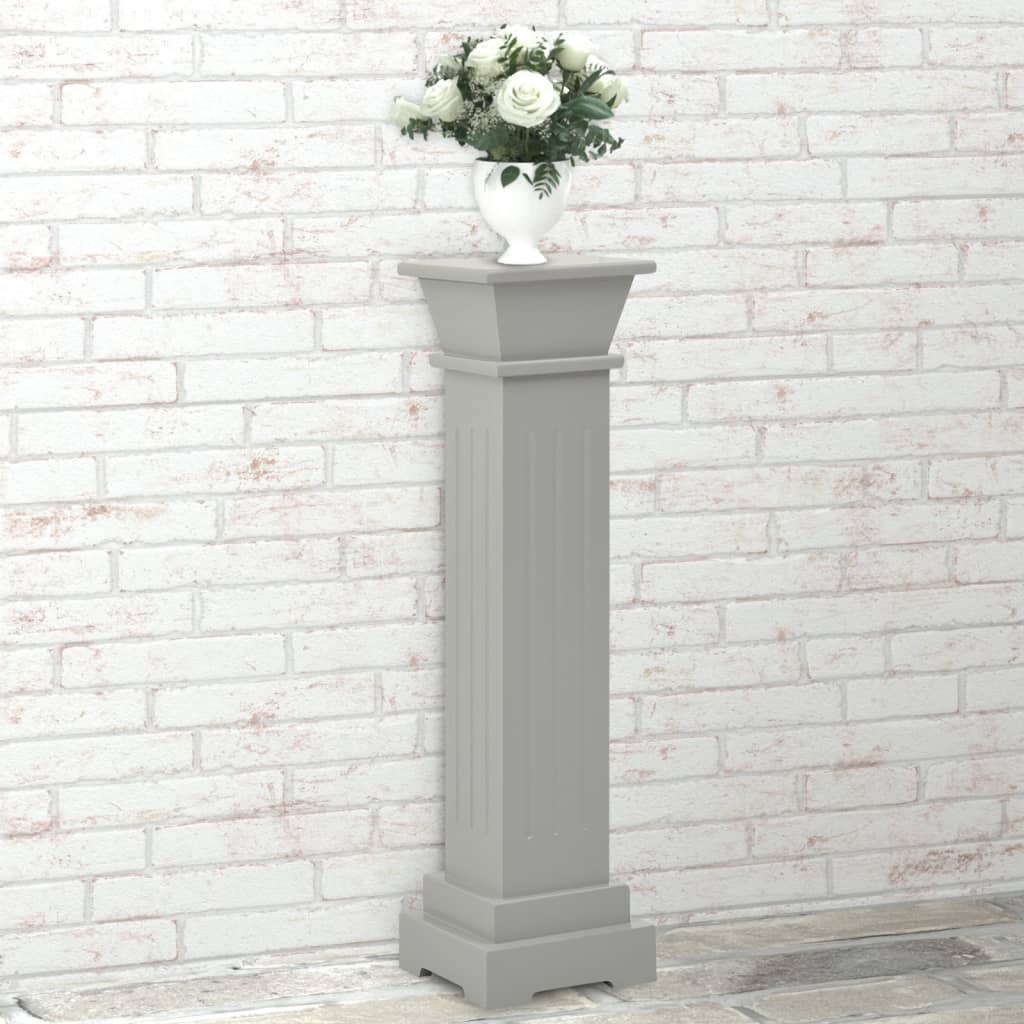 vidaXL Classic Square Pillar Plant Stand Grey 17x17x66 cm MDF
