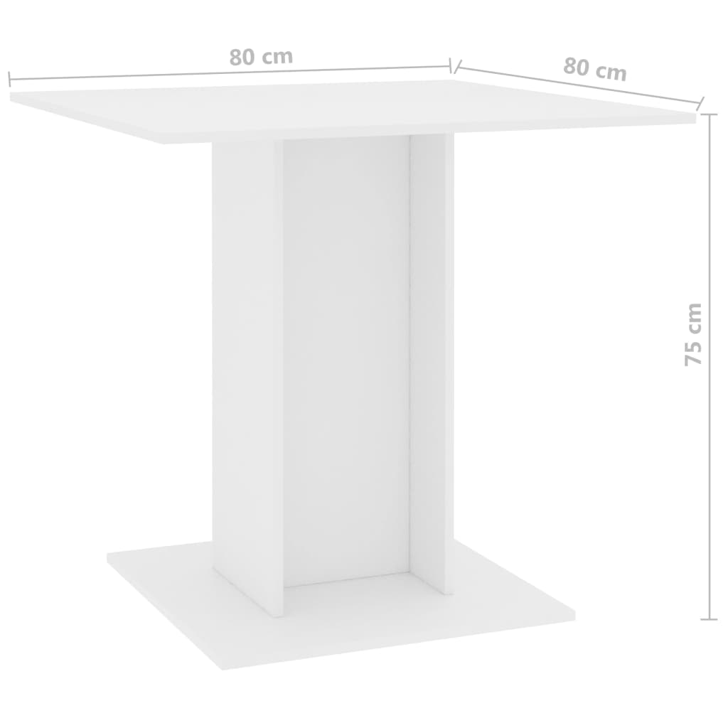 vidaXL Dining Table White 80x80x75 cm Engineered Wood