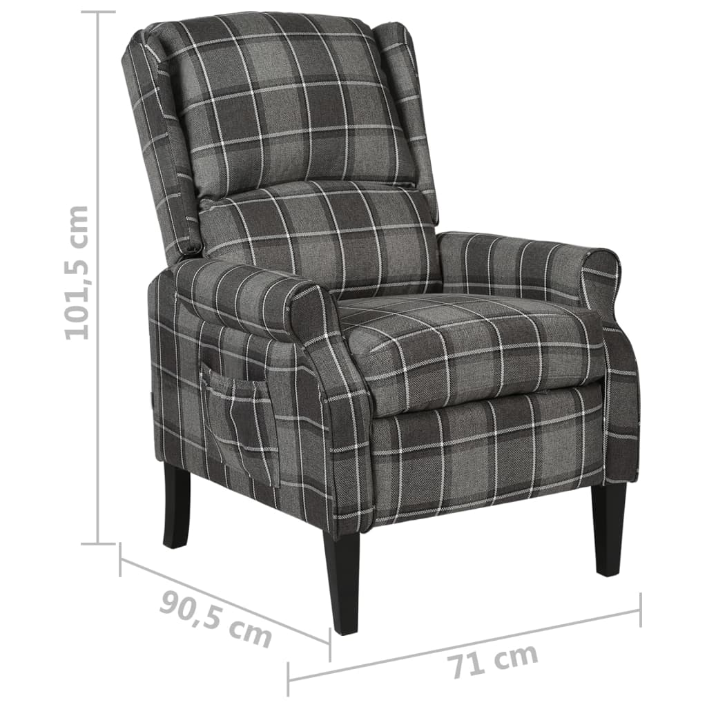 vidaXL Reclining Chair Grey Fabric